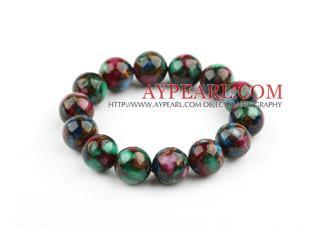 14mm Ronde Mosaïques Turquoise Bracelet en perles bracelet extensible