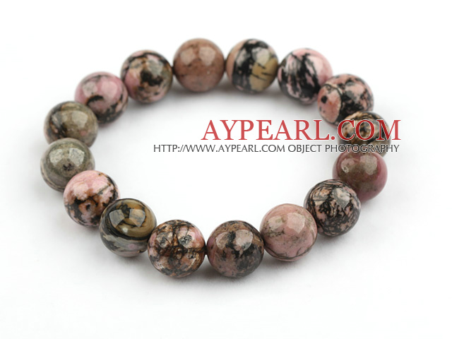 12 χιλιοστά του Γύρου της Rhodochrosite Beaded Stretch βραχιόλι βαρύ βραχιόλι