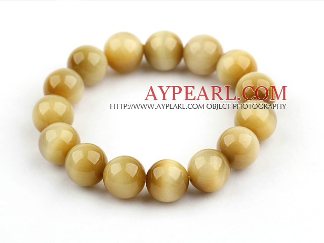 Ronde 12mm Grade A Golden Eye Tiger bracelet en perles bracelet extensible