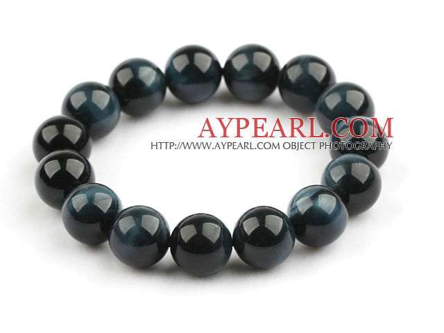 Ronde 12mm Grade A Blue Eye Tiger perlée Bracelet Bracelet extensible