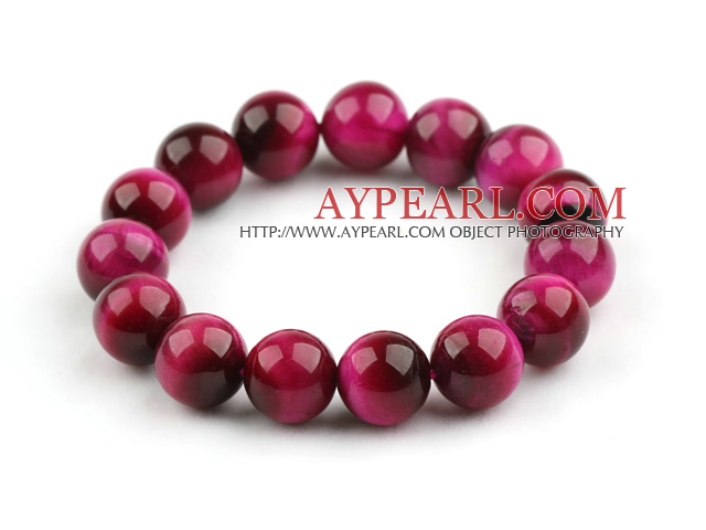 12mm Round A Grade Rosary Red Tiger Eye Beaded Stretch Bangle Bracelet