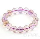 12mm Round A Grade Ametrine Beaded Stretch Bangle Bracelet with Laugh Buddha