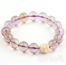 12mm Round A Grade Ametrine Beaded Stretch Bangle Bracelet with Laugh Buddha