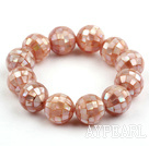Big Style de 16mm Pink Shell mosaïque perlée Bracelet Bracelet extensible