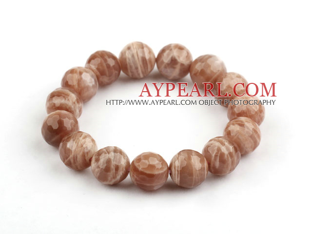 12mm Faceted Round Sun Stone Perlen Stretch Armreif