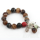 14mm givré Agate Bracelet extensible avec accessoires en argent sterling