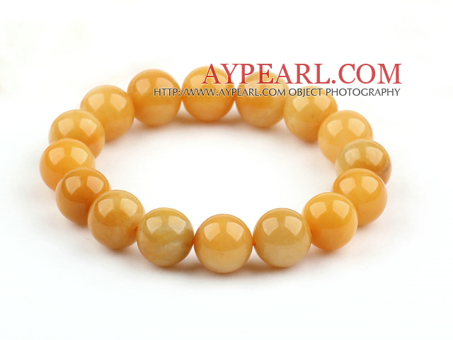 12mm rotund Galben natural Jade brățară brățară Stretch