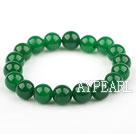 10 mm Malaysia grön jade Elastisk armband armband