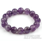 12mm Round Faceted Amethyst Stretch Bangle Bracelet