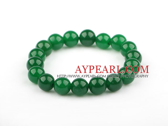 10 mm Malaysia grön jade Elastisk armband armband