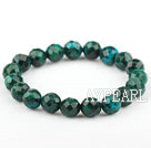 10mm Round Faceted Phoenix Stone Beaded Elastic Bangle Bracelet