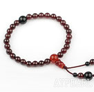 Wine Red Color Natural Garnet Prayer Bracelet with Black Agate and Carnelian( Rosary Bracelet )