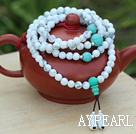 Howlite Prayer / Rosary Bracelet with Turquoise and Sterling Silver Beads ( Can also be Necklace )