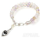 Zwei Stränge Rosenquarz und Citrin und Amethyst Armband mit Silver Leaf Zubehör S-Form Haken