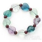 Herzform Natürliche Fluorit-und Round Garnet Stretch-Armband