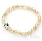 Natural Citrine Chips and Tibet Silver Buddha's Head Stretch Bangle Bracelet