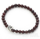 Head Bracelet extensible de Natural Round Garnetand Tibet Argent Bouddha