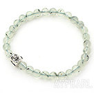 Natural Prehnite et chef de Bracelet extensible du Tibet Argent Bouddha