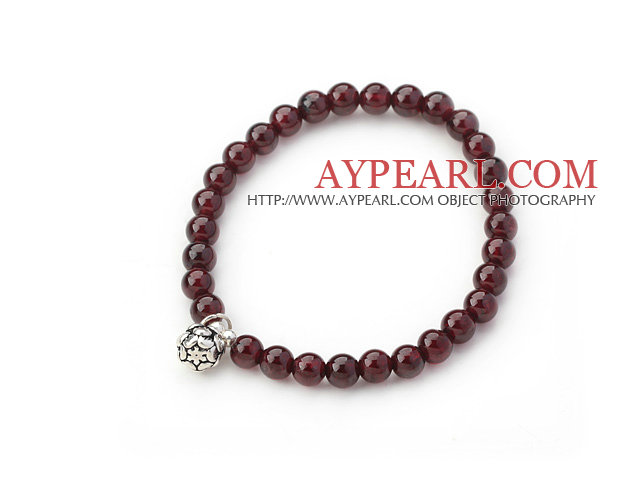 Garnet extensible Bracelet rond de 5mm avec Argent Lotus accessoires