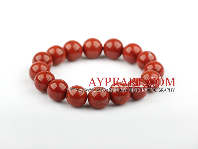 12mm Natural Red Jasper Elastic Bangle Bracelet