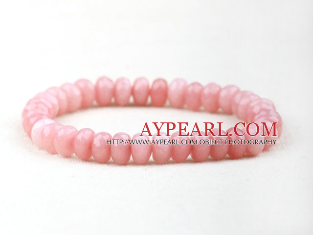 Fasetterad Indonesien rosa jade Elastisk armband armband