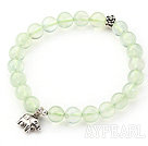 En Grade Prehnite Stretch ARMRING armband med Silver Elephant tillbehör