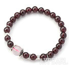 Grade Round Garnet ja Ruusukvartsi Stretch rannerengas rannekorun kanssa Sterling Silver Tarvikkeet