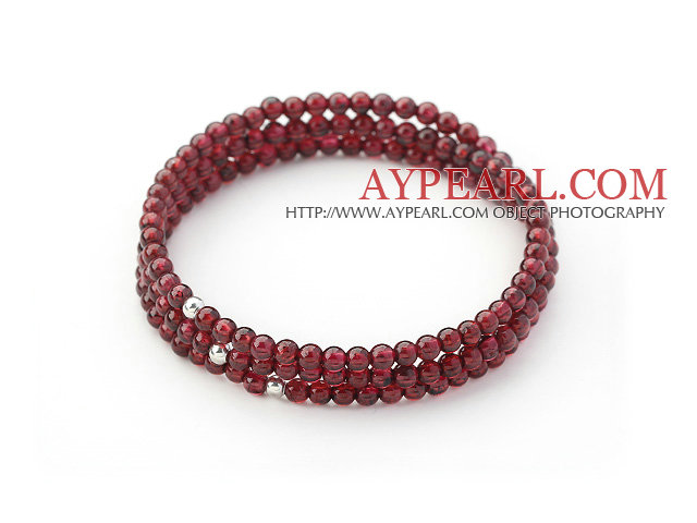 Α Βαθμού 3 χιλιοστά βαρύ Wrap Garnet Beaded βραχιόλι