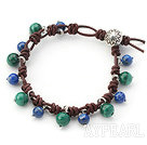 Lapis and Malachite leather Bracelet with Sterling Silver Accessories