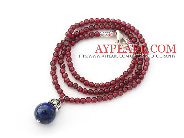 A Grade Lapis Beaded Necklace with Lapis Pendant and Sterling Silver Accessories