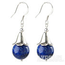 Simple Design Lapis Earrings with Sterling Silver Flower Accessories
