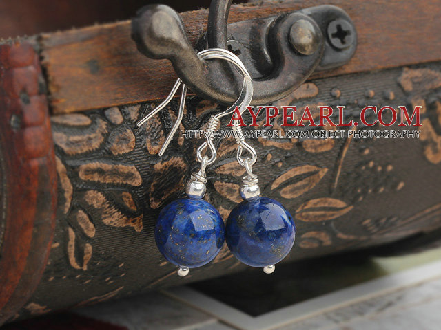 Simple de conception boucles de Lapis avec perles d'argent sterling accessoires