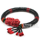 Black Corozo Nut Prayer Bracelet Elastic Bangle Bracelet with Chinese Pixiu ( Rosary Bracelet)
