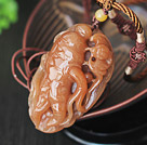 A Grade Rare Color Huanglong Jade Pendant with Brown Thread