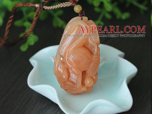 Κίνα Style Α Βαθμού σπάνιο χρώμα Huanglong Jade Pendat με καφέ κλωστή