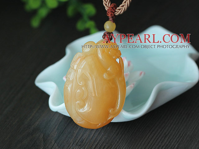 Kina stil En Grade Huanglong Jade Animal Shape anheng