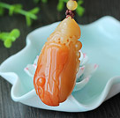 Beautiful Color Huanglong Jade Pendant with Brown Thread