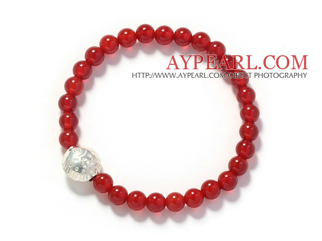 Α Βαθμού Round Carnelian και ψάρια Αξεσουάρ σχήμα Stretch βραχιόλι βαρύ βραχιόλι