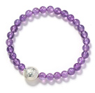 Rund 6mm Amethyst und Silver Fish Zubehör Stretch-Armband