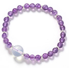 Rund Amethyst und Opal Kristall Stretch-Armband