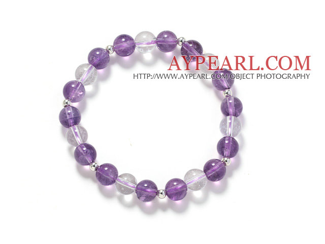 Verschiedene 8mm Amethyst und Kristall Perlen Stretch-Armband