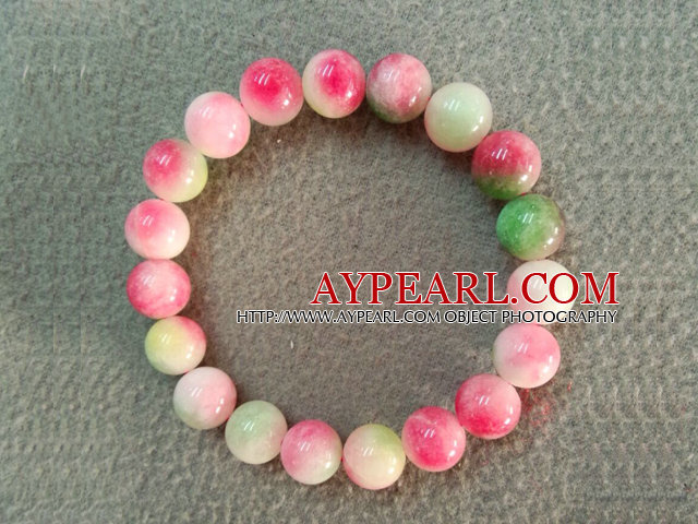 10mm Multi Color Chalcedon Elastic Armreif