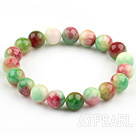 Rosa-Serie 10mm Elastic Watermelon Chalcedon Armreif