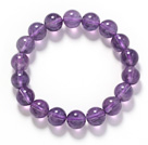 Round Amesthyst Beaded Stretch Bangle Bracelet (6mm, 8mm eller 10mm)