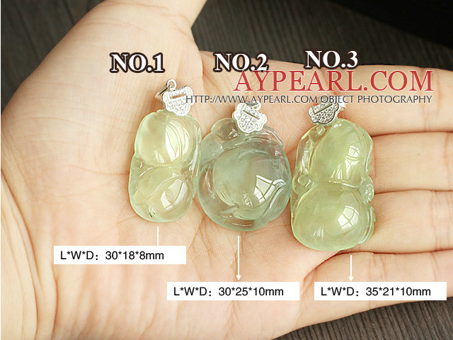 A Grade Prehnite Pendant with Sterling Silver Chain ( You can choose one from three designs)