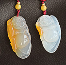 Bag Buddha Shape High Quality Ice Agate Pendant Necklace with Adjustable Cord ( You can choose one from the two pendants )