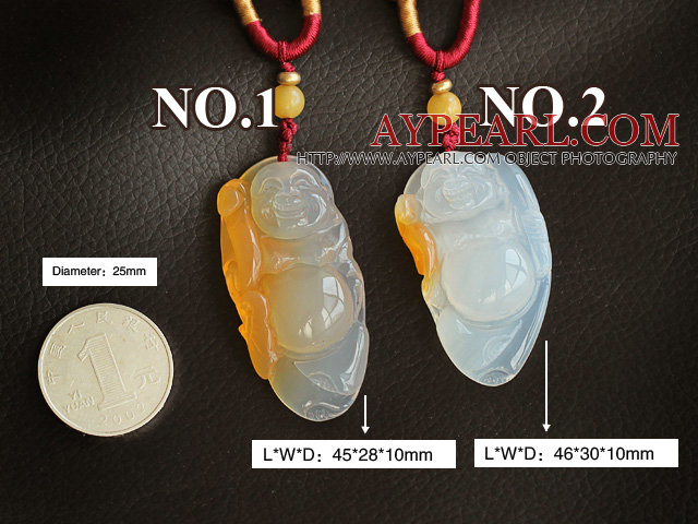 Bag Buddha Shape High Quality Ice Agate anheng halskjede med justerbar Cord (Du kan velge en fra de to anheng)