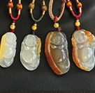 Bag Buddha Shape Ice Agate Pendant Necklace with Adjustable Cord ( You can choose one from four pendants )