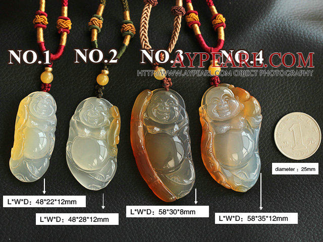 Bag Buddha Shape Ice Agate Pendant Necklace with Adjustable Cord ( You can choose one from four pendants )