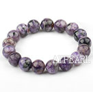 12mm Round Natural Charoite Elastic Bangle Bracelet